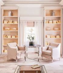 Blush From Top To Bottom A Monochromatic Room Done Right Is As Elegant And Chic As It Gets L Monochromatic Room Traditional Home Office Pink Bookshelves