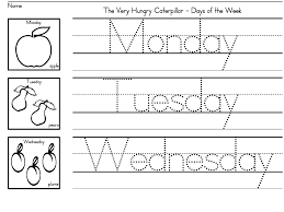 Days Of The Week Worksheets For Preschool And Kindergarten Very Hungry Caterpillar The Very Hungry Caterpillar Activities Hungry Caterpillar