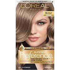 L'oréal has variety of color options in these hair colors i have literally used up many boxes of these permanent hair color this is the best hair color which stays long for almost 2 weeks very easy to apply and easy to rinse off covers all the gray it's best this is a must try and the color dark golden brown 4g definitely suit my hairi love to recommend this to anyone who's looking for. Amazon Com L Oreal Paris Superior Preference Fade Defying Shine Permanent Hair Color 7a Dark Ash Blonde Pack Of 1 Hair Dye Chemical Hair Dyes Beauty Personal Care