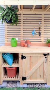 Living room, bedroom, dining room, patio Potting Bench With Hidden Garbage Can Enclosure Reality Daydream