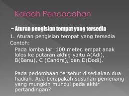 Kaidah pencacahan (counting rules) didefinisikan sebagai suatu cara atau aturan untuk menghitung semua kemungkinan yang dapat terjadi dalam suatu percobaan tertentu.terdapat beberapa metode dalam kaidah pencacahan di antaranya : Ppt Kaidah Pencacahan Powerpoint Presentation Free Download Id 4343704