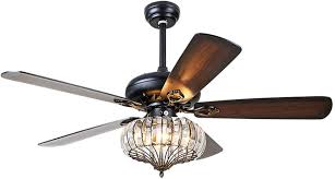 Get decorative ceiling fans at best competitive prices to develop an appealing look for your home. Amazon Com Crystal Industrial Ceiling Fan Light Led 5 Lights E27 Fan Chandelier Remote Control 3 Speed Iron Cage Ceiling Fan With 5 Reversible Wood Blade For Living Room Home Decoration 52 Inch Kitchen Dining