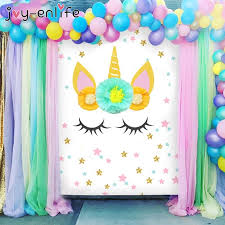 Hot Unicorn Paper Pompom Flower Unicornio Horn Ears Diy Decoration Background Weddin Unicorn Party Decorations Unicorn Birthday Party Decorations Unicorn Party
