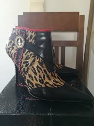 Fab Baby Phat Leather Leopard Satin High Heel Ankle Boots Etsy