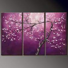 Blossoming Plum Tree Cherry Blossom Painting Hand Painted Wall Art Art Painting Oil
