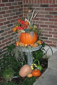 So try 30+ easy and beautiful diy bird bath ideas to enhance your yard. Fall Bird Bath Fall Yard Decor Outside Fall Decorations Fall Outdoor Decor