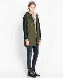 Zara Combination Parka With Faux Leather Sleeves 179 Stylish Winter Coats Zara Coat Faux Leather Parka