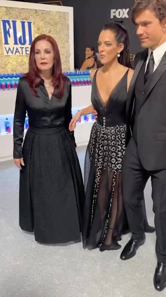 Riley Keough with her grandmother Priscilla Presley and her husband Ben  Smith-Petersen at the #emmys2024 | Goss.ie | Facebook