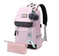 Mochilas para niñas, mochila escolar para niños de 6 a 12 años,  adolescentes, mochila impermeable con estuche para lápices, Rosado, talla  única , ...