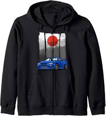 JDM Skyline R34 Car Tuning Japan Rising Sun Drift Zip Hoodie