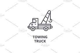 Towing Truck Vector Line Icon Sign Illustration On Background Editable Strokes Tow Truck Towing Truck Tattoo
