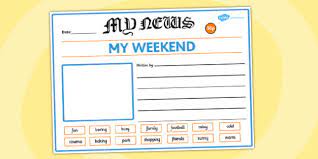 Click the link below to download the file (get your mom's or dad's permission first!). Newspaper On The Weekend Writing Template