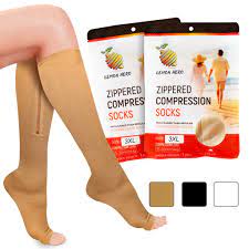 Zippered Medical Compression Socks With Zipper Safe Protection Open Toe Sizes Med To Wide 6xl Support Stockings For Men And Women 15 20mmhg Large Calf 10 13 Beige Walmart Com Walmart Com