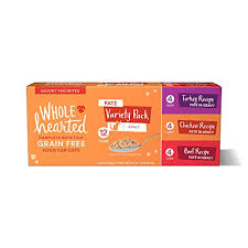 When you choose pet food with animal protein as the first ingredient, you'll love the difference it makes… and so will your cat or dog. Wholehearted Grain Free Pate Savory Favorites Adult Wet Cat Food Variety Pack 2 8 Oz Count Of 12