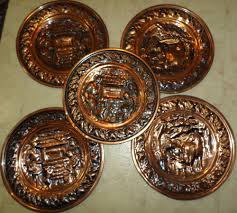 Lot Of 5 Vintage Copper Plate Trays Plaque Coppercraft Guild Of Taunton Mass 12 Home Decor Copper Vintage Copper Metalware