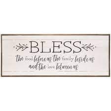 I loooooove this wall decor idea for adding texture and warmth to a space. Bless The Food Before Us Wood Wall Decor Hobby Lobby 106666