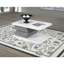 Typically the coffee table features benefits inside your home. Brassex 23 60 In X 23 60 In X 14 60 In With High Gloss White Bass And Top With Stone Center Rotating Rectangular Coffee Table 113 02 Rona