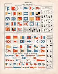 Flag Signals Antique Print 1897 Vintage Lithograph Maritime Etsy Antique Prints Signal Flags Lithograph Print