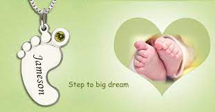 Personalized Mother S Baby Feet Name Necklace With Birthstone Baby Feet Necklace Baby Feet Mom Jewelry Personalized