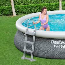 Piscine Ronde Motif Rotin Gris Fast Set 457x107cm Bestway
