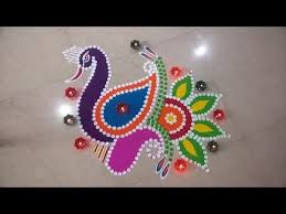 Peacock Rangoli Design With Pen Holder For Diwali Special Youtube Rangoli Designs Rangoli Designs Flower Peacock Rangoli
