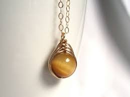 Blonde Tigers Eye Necklace Pendant Genuine Gemstone Jewelry Etsy Gemstone Jewelry Etsy Wire Wrapped Gemstones Tigers Eye Necklace