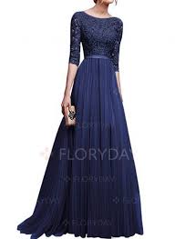 Vestidos Elegante Hasta Los Tobillos La Mitad De Manga Liso Floryday Fashion Evening Dresses With Sleeves Lace Fashion