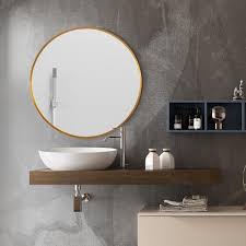 H frameless rectangular led light bathroom vanity mirror. Neu Type Medium Round Gold Shelves Drawers Modern Mirror 32 In H X 32 In W Jj00374zzen 1 The Home Depot In 2021 Bathroom Vanity Mirror Modern Mirror Round Mirror Bathroom