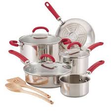 Cuisinart stainless steel cookware set. Rachael Ray 10 Piece Stainless Steel Cookware Set With Colored Handles The Peppermill