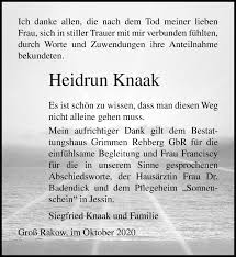 Maybe you would like to learn more about one of these? Traueranzeigen Von Heidrun Knaak Trauer Anzeigen De