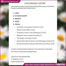 Medan Indonesia Pa Twitter Lowongan Kerja Chatswood Coffee 1 Cook 2 Kitchen Helper 3 Barista 4 Sales 5 Waiters Kirimkan Lamaran Anda Ke Chatswood Coffee Merdeka Walk Jl Balaikota No 15 16 Paling