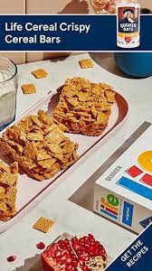 Life Cereal Crispy Cereal Bars Recipe Quaker Oats Recipe In 2021 Crispy Cereal Fun Snack Recipe Cereal Bars Recipes