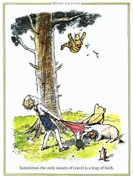 The stories of winnie the pooh have been translated into several languages. Sometimes The Only Means Of Travel Is A Leap Of Faith Winnie The Pooh Drawing Winnie The Pooh Nursery Winnie The Pooh