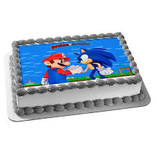 The cake is a recovery item. Super Mario Sonic The Hedgehog Shaking Hands Edible Cake Topper Image Abpid27464 Walmart Com Walmart Com