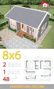 House Design Plans 8x6 With 2 Bedrooms House Plans 3d One Bedroom House Plans One Bedroom House Small House Design Plans