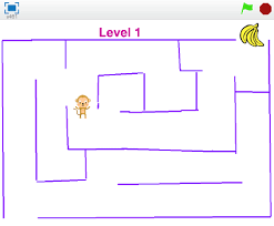 If it is touching a wall, it goes backwards which makes it look like it has bounced off the wall. Monkey Maze Game Tutorial Coding Kids
