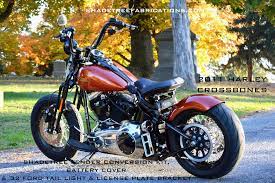Custom Harley Crossbones Complete With Shadetree Fabrications Fender Conversion Kit Battery Cove Softail Bobber Harley Davidson History Harley Davidson Bikes