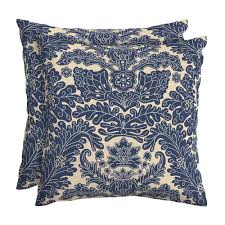Hampton Bay Chelsea Damask Square Outdoor Throw Pillow 2 Pack In 2020 Outdoor Throw Pillows Throw Pillows Hampton Bay