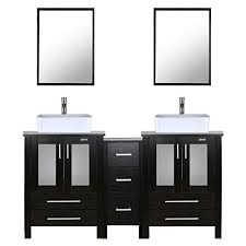 Eclife 24 bathroom vanity sink combo brown cabinet modern stand pedestal w/square white ceramic vessel sink, chrome bathroom solid brass faucet and pop up drain combo, w/mirror (a07 b12c) 4.2 out of 5 stars 259. Eclife 60 Bathroom Vanity Sink Combo Black W Side Cabinet Vanity White Ceramic Vessel Sink And Chrome Bathroom Solid Brass Faucet And Pop Up Drain W Mirror T03 2b02 The Diy Remodelers Club