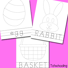 Easter bunny footprint craft template. Easter Picture Word Tracing Printables Totschooling Toddler Preschool Kindergarten Educational Printables