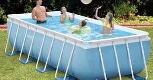 Intex Prism Frame Greywood Above Ground Pool 18 Ft Rectangular Pool Above Ground Swimming Pools Swimming Pool Heaters