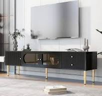 Amazon.com: Soporte de TV de alto brillo con armarios de ...