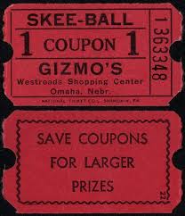 Gizmo S Arcade Skee Ball Ticket Westroads Mall Shopping Center Omaha Nebraska 1970 S To Early 1980 S Skee Ball Omaha Nebraska