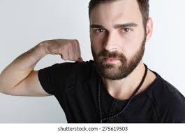 Young Handsome Guy Beard Beads Black Stock Photo 275619503