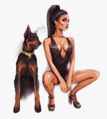 art #sexy #dog #girl #doberman #street #freetoedit - Девушка Доберман Арт,  HD Png Download , Transparent Png Image - PNGitem