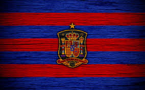 Club logos include fc barcelona, real madrid, atlético madrid, valencia, athletic bilbao, deportivo, sevilla, real betis. Hd Wallpaper Soccer Spain National Football Team Emblem Logo Wallpaper Flare