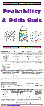 Grade 7 math #12.2b, make predictions with simulations for experimental probability. Probability And Odds Quiz 13 Questions Middle School Math Resources Probability Math School