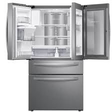 22 4 Cu Ft Food Showcase 4 Door French Door Refrigerator In Fingerprint Resistant Stainless Steel Counter Depth Rf22r7351sr With Images French Door Refrigerator Samsung Fridge French Doors