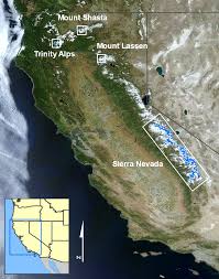 Imus sierra nevada map, mounted wall map. Glaciers Of California Glaciers Of The American West