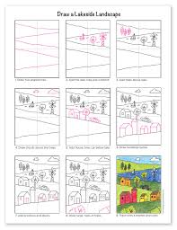 How to draw a landscape for ki. Landscape Lake Art Projects For Kids